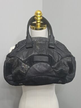 Liebeskind Black Mixed-Texture Leather Satchel